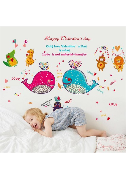 Sevimli Aşık Hayvanlar Bebek ve Çocuk Odası Duvar Dekoru Sticker