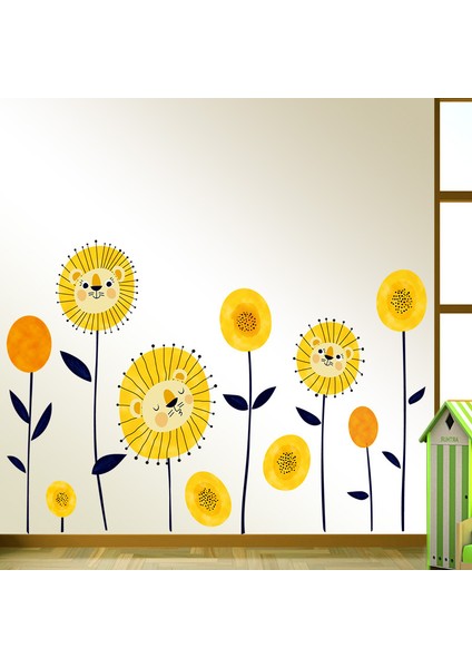 Ayıcıklı Ayçiçekleri Bebek ve Çocuk Odası Duvar Dekoru Sticker
