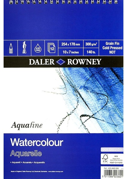 Aquafine Watercolor Spiral 300Gr 254X178Mm