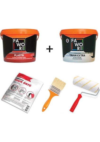 Plastik İç Cephe 10 KG+Fawori Tavan Boya3,5 KG+Boya Seti