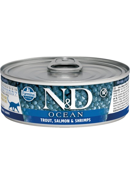 Ocean ,Somon,Tuna Yetişkin Kedi Konservesi 80 gr