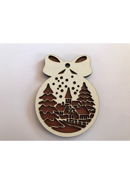 Ahşap Yılbaşı Kar Desenli Buzdolabı Süsü Magnet