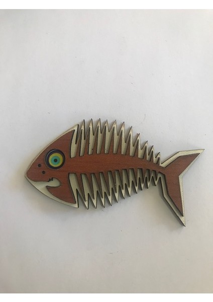 Ahşap Kılçıklı Balık Buzdolabı Süsü Magnet
