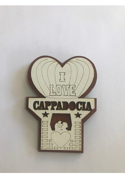 Ahşap Kalp Balon Kapadokya Buzdolabı Süsü Hediye Magnet