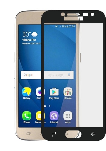 Samsung Galaxy J2 Pro 2018 Tam Kaplama Çerçeveli Tempered Cam