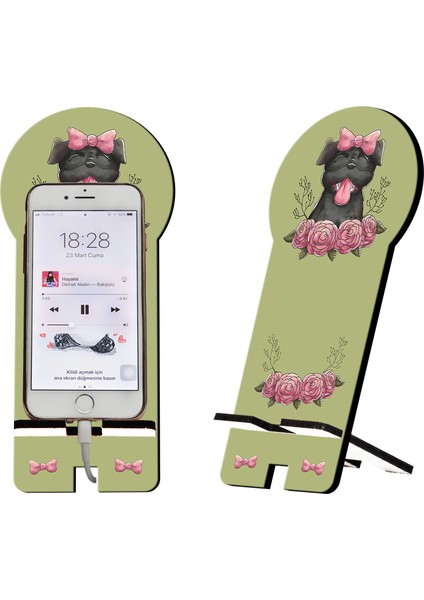 Tatlı Köpek Tasarım Ahşap Telefon Standı
