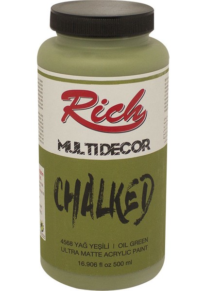 Multi Decor Chalked Ultra Mat Su Bazlı Akrilik Boya Yağ Yeşili N:4568 500 ml – Dekoratif Ahşap ve Duvar Yüzeyleri İçin