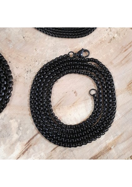 60 Cm. Uzun Siyah 3 Mm. Erkek Çelik Zincir Dt37