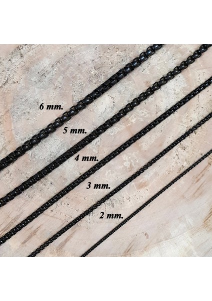 60 Cm. Uzun Siyah 3 Mm. Erkek Çelik Zincir Dt37