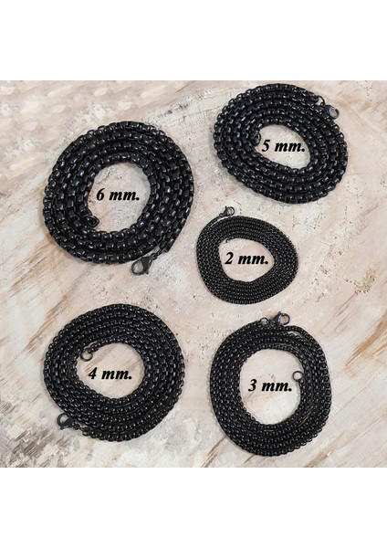 60 Cm. Uzun Siyah 3 Mm. Erkek Çelik Zincir Dt37