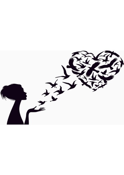 Woman And Heart Duvar Sticker