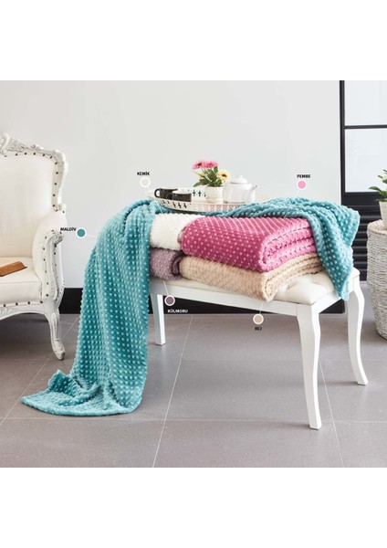 Tomurcuk Battaniye Çift Kişilik Bej