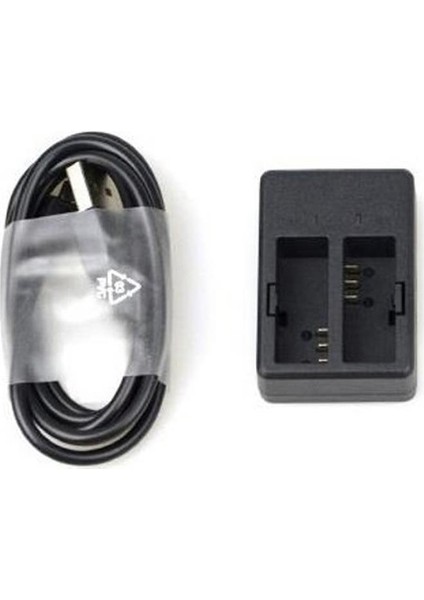 SJCAM Aksiyon Kamera Çiftli USB Şarj İstasyonlu Çift Yedek Batarya Pakedi 3lü Şarj Aleti Seti