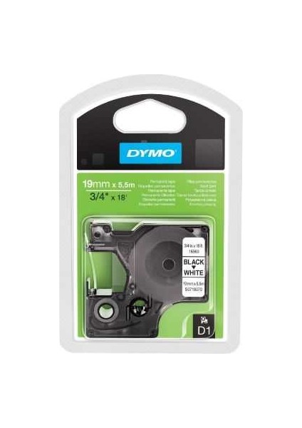 Şerit D1 19mmx 5.5m Siyah-Beyaz S0718070