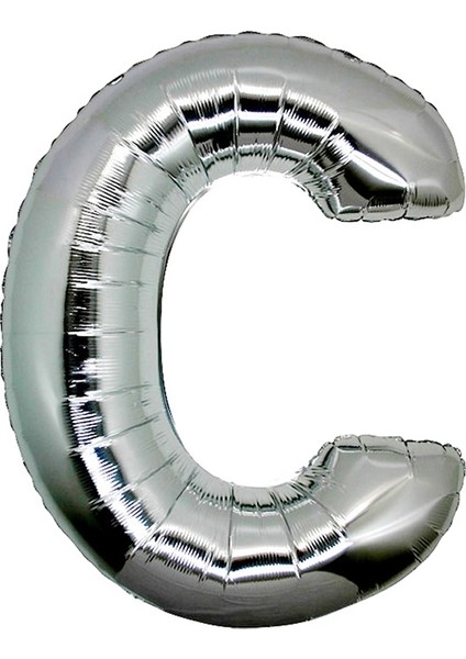 Harf Folyo Balon C Harfi Büyük Boy Balon Gümüş/Gri 100CM
