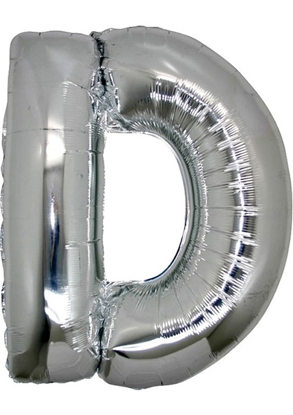 Harf Folyo Balon D Harfi Büyük Boy Balon Gümüş/Gri 100CM