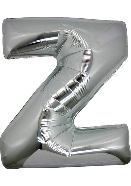 Harf Folyo Balon Z Harfi Büyük Boy Balon Gümüş/Gri 100CM