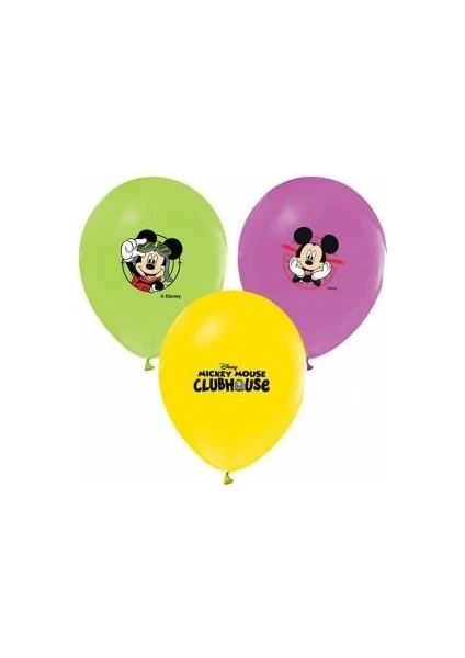 Mickey Mouse 12li Karışık Balon Doğum Günü Balonu Helyumla Uçan