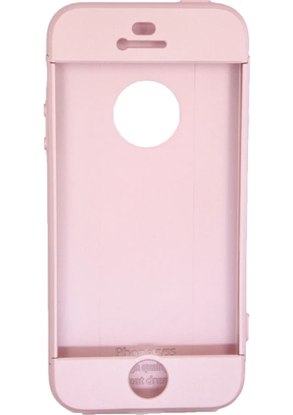 Case 4U Apple iPhone 5 / 5S / SE Kılıf 3 Parçalı Tam Koruma Sert Mika Ays Kapak Rose Gold