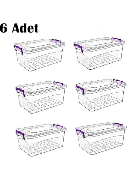 2 Litre Kilitli Saklama Kutusu 6 Adet