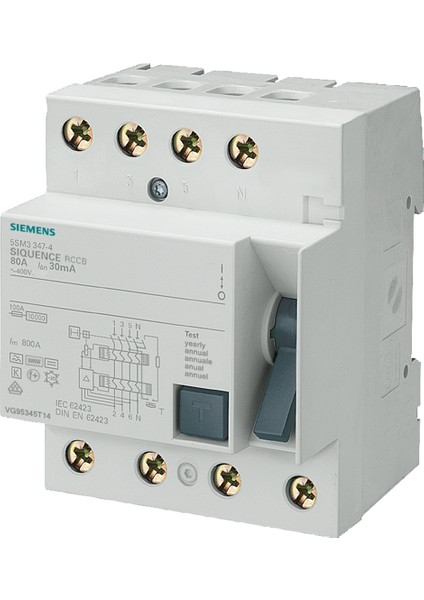 SIEMENS 5SM3648-0 100A 300mA 400V (3FAZ+NÖTR) KAÇAK AKIM RÖLESİ