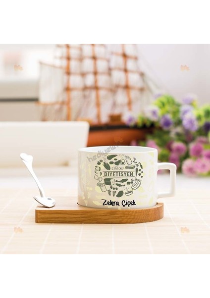 Diyetisyen Yeşil Tasarım Stantlı Fincan