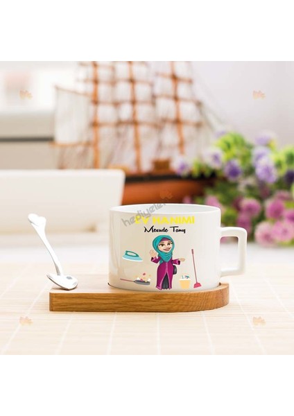 Ev Hanımı Başörtülü Figür Stantlı Fincan