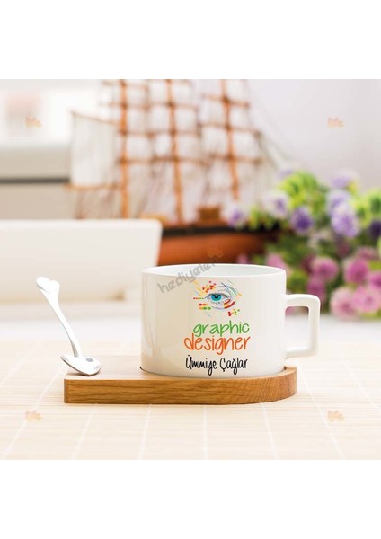 Graphic Designer Turuncu Tasarım Stantlı Fincan