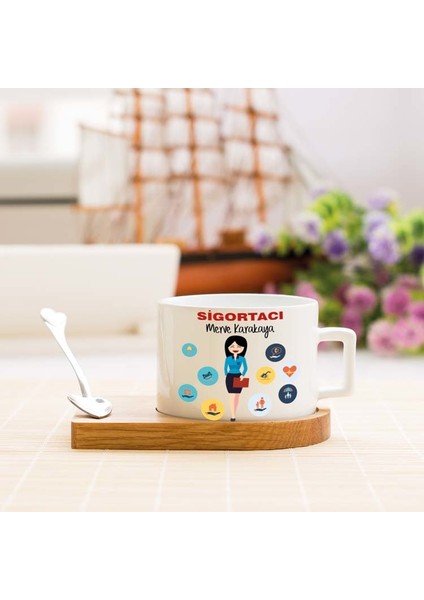 Sigortacı Kırmızı Tasarım Stantlı Fincan