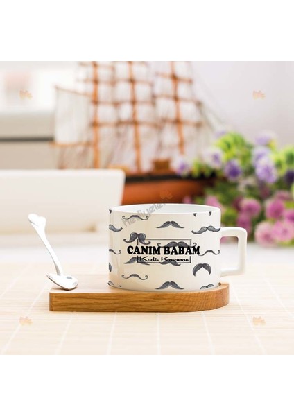 Canım Babam Bıyık Detaylı Stantlı Fincan