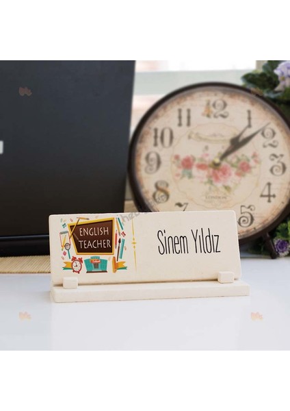 English Teacher Tahta Tasarım Taş İsimlik