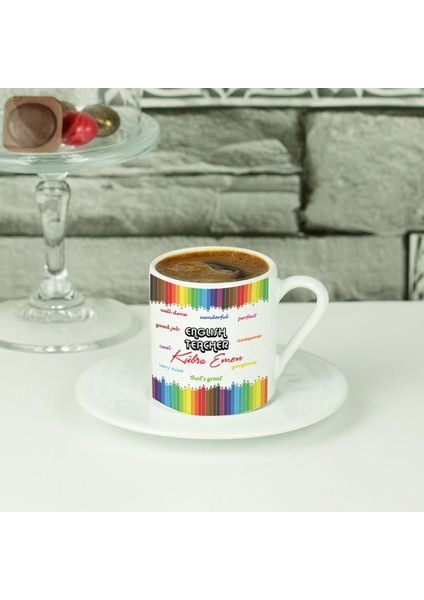 İngilizce Öğretmenine Hediye Kalem Tasarım Kahve Fincanı