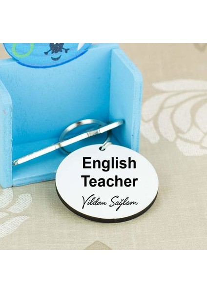 English Teacher Siyah Tasarım Anahtarlık