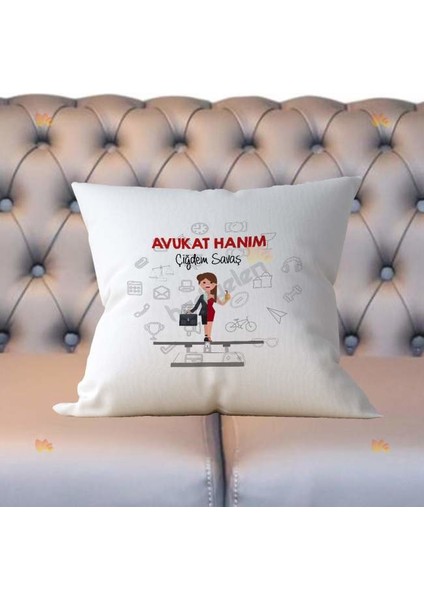 Avukat Hanım Kırmızı Tasarım Yastık