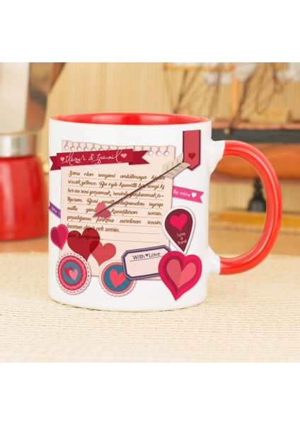 Sevgiliye Mektup Kupa Bardak - Kırmızı