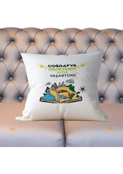 Coğrafya Öğretmeni Yeşil Tasarım Yastık