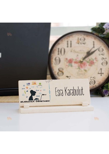 Bilgisayar Öğretmenine Hediye Kadın Figür Taş İsimlik