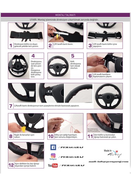 Renault Scenic 03-09 Uyumlu Araca Özel Deri Direksiyon Kılıfı modelleri