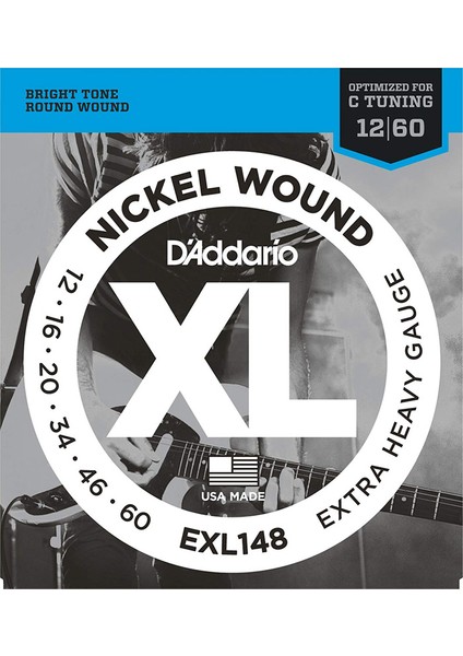 Exl148 Nickel Wound Extra-Heavy Takım Tel Elektro Gitar Teli 012-060