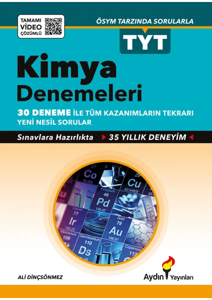 Aydın Yayınları TYT Kimya 30'lu Deneme Sınavı