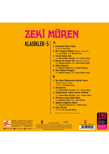 Zeki Müren - Klasikler 5: Anılarım (Plak)