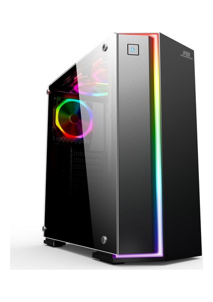 Power Boost VK-G3906S USB3.0 Siyah Rainbow RGB Fan Strip Kasa (PSU Yok) (JBST-VKG3906S)