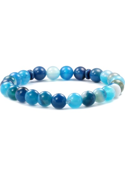 Mavi Madagaskar Akik Doğaltaş Erkek Bileklik modelleri