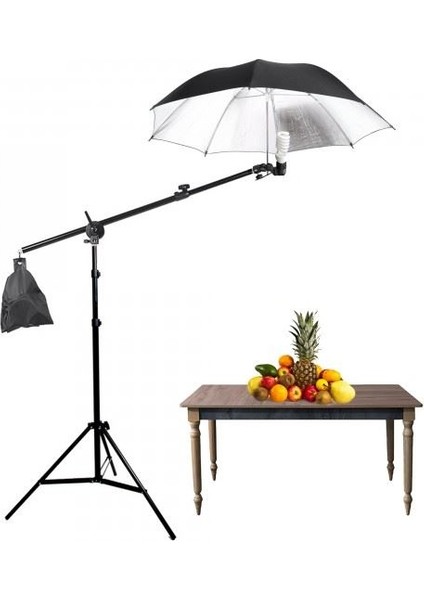 Yemek Çekim Işık Seti Boom Arm Umberlla 84Cm [Şemşiye] Kit