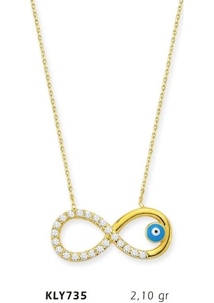 14 Ayar Altın Nazar Boncuklu Sonsuzluk Kolye Kly735