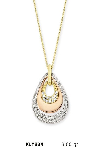 14 Ayar Altın Kırmızı Damla Kolye Kly834