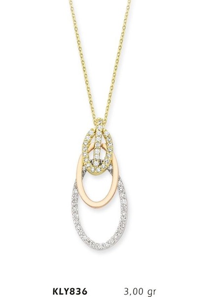 14 Ayar Altın Oval Kolye Kly836