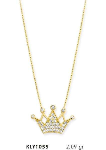 14 Ayar Altın Kral Tacı Kolye Kly1055