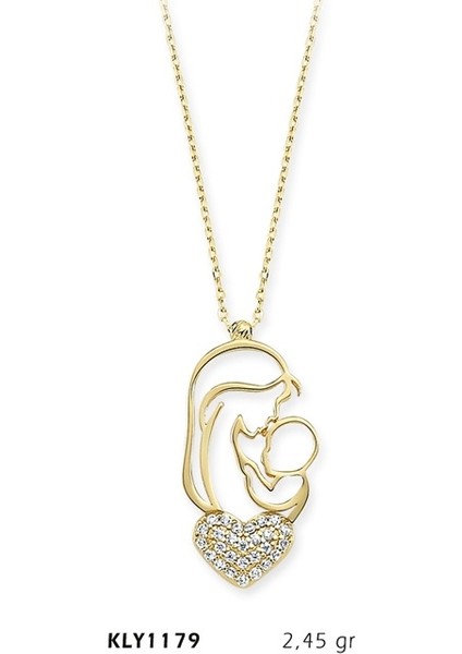 14 Ayar Altın Anne Bebek Kolye Kly1179