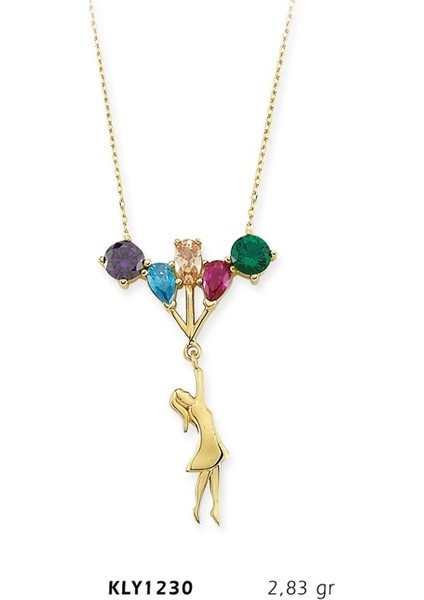 14 Ayar Altın Balonlu Kız Kolye Kly1230